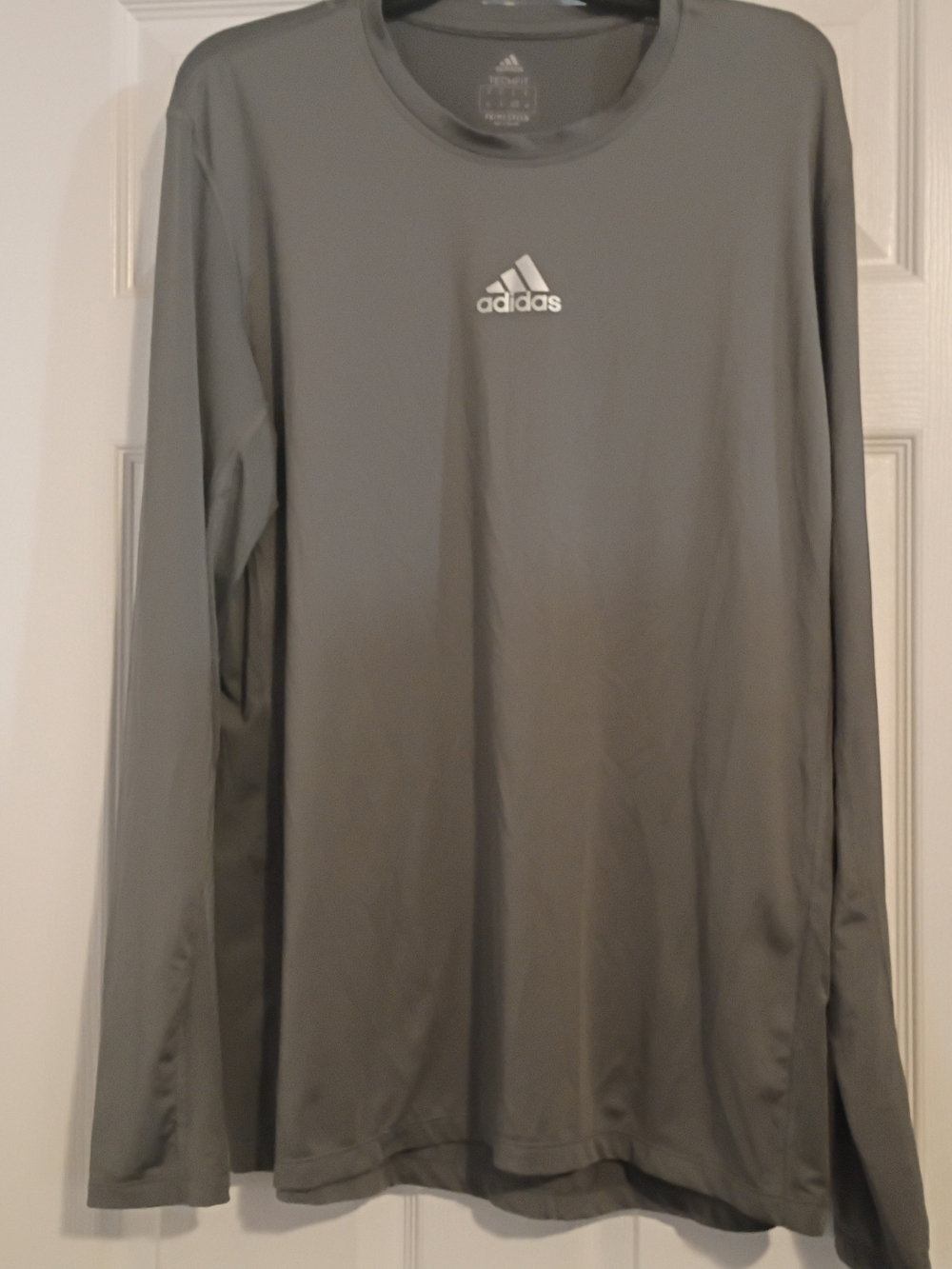 Adidas Men's Techfit Long Sleeve Athletic Tee - Gray